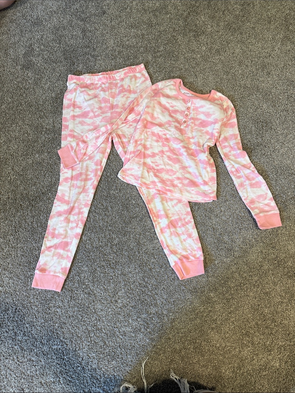 Sweet Dreams Pink & White Tie-Dye Long Sleeve Pajama Set